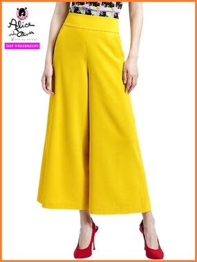 Alice + Olivia Donald High Waist Gaucho Yellow Pant